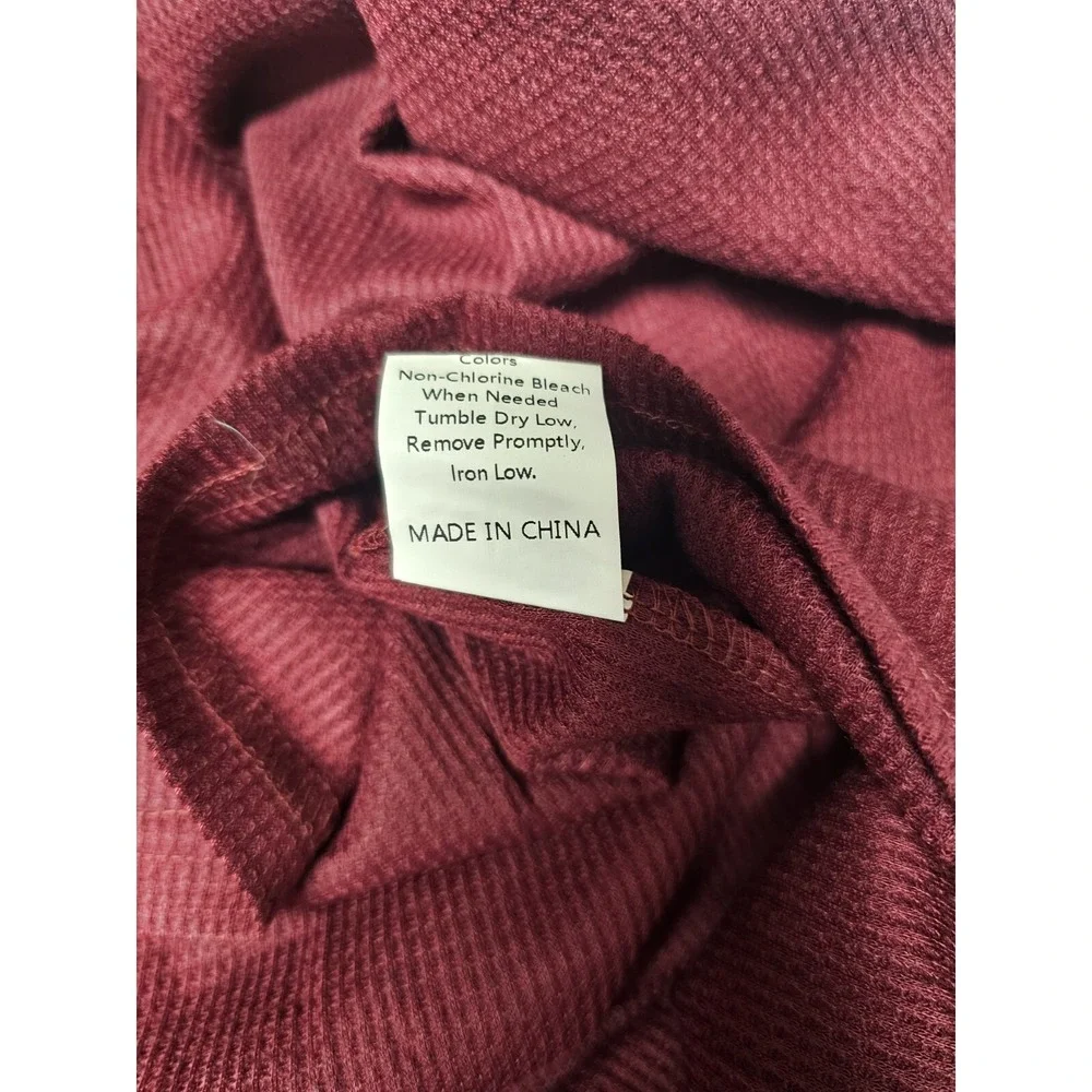 NWT Mens Coofandy Mens XXL 2XL Thermal Knit Pullover Burgundy Button